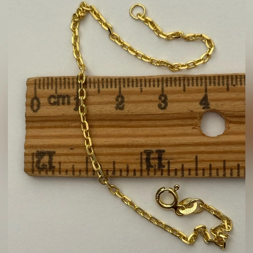 925 Silver 7.5” 2mm bracelet link chain 18k yellow gold plated Unisex